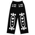D.J. Domo "Skater Bolts" Unisex Wide-Leg Pants Black/White
