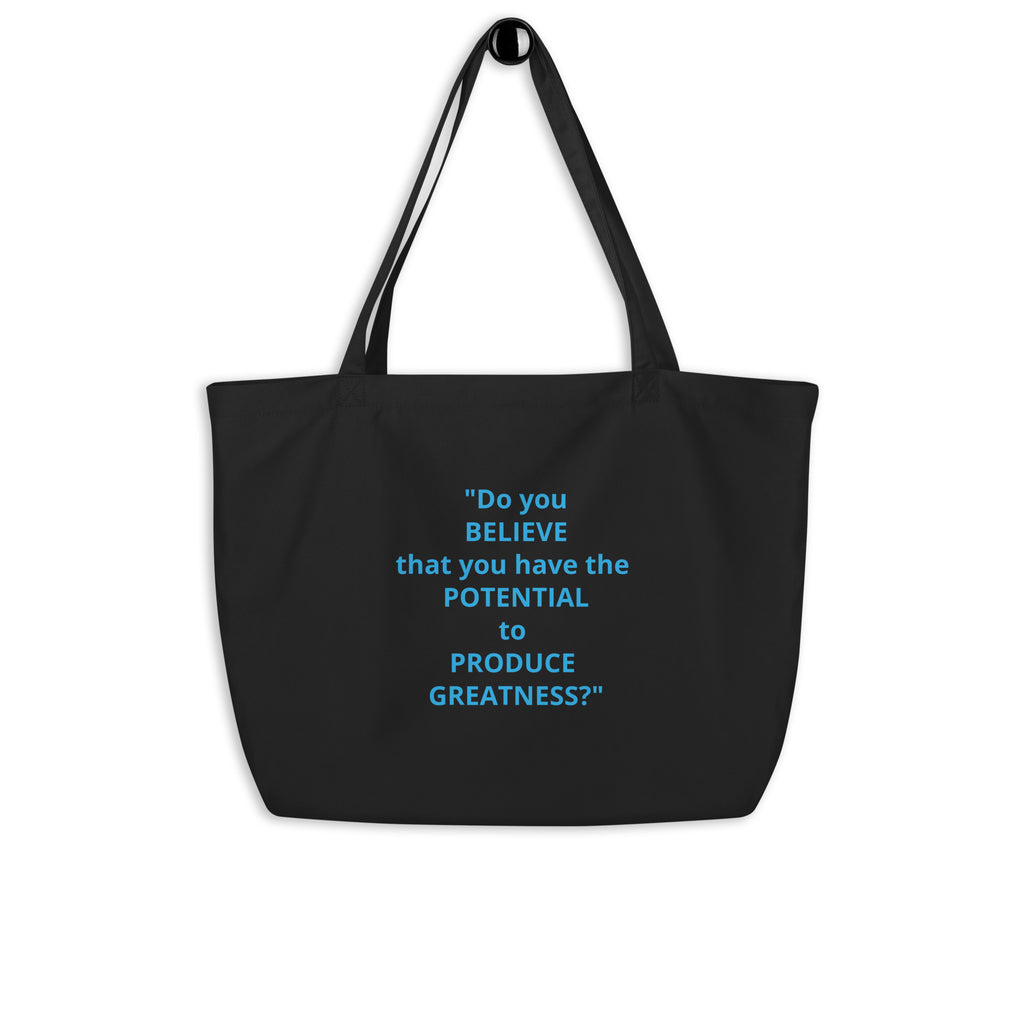 "Produce Greatness" Large Tote Bag Black/Light Blue