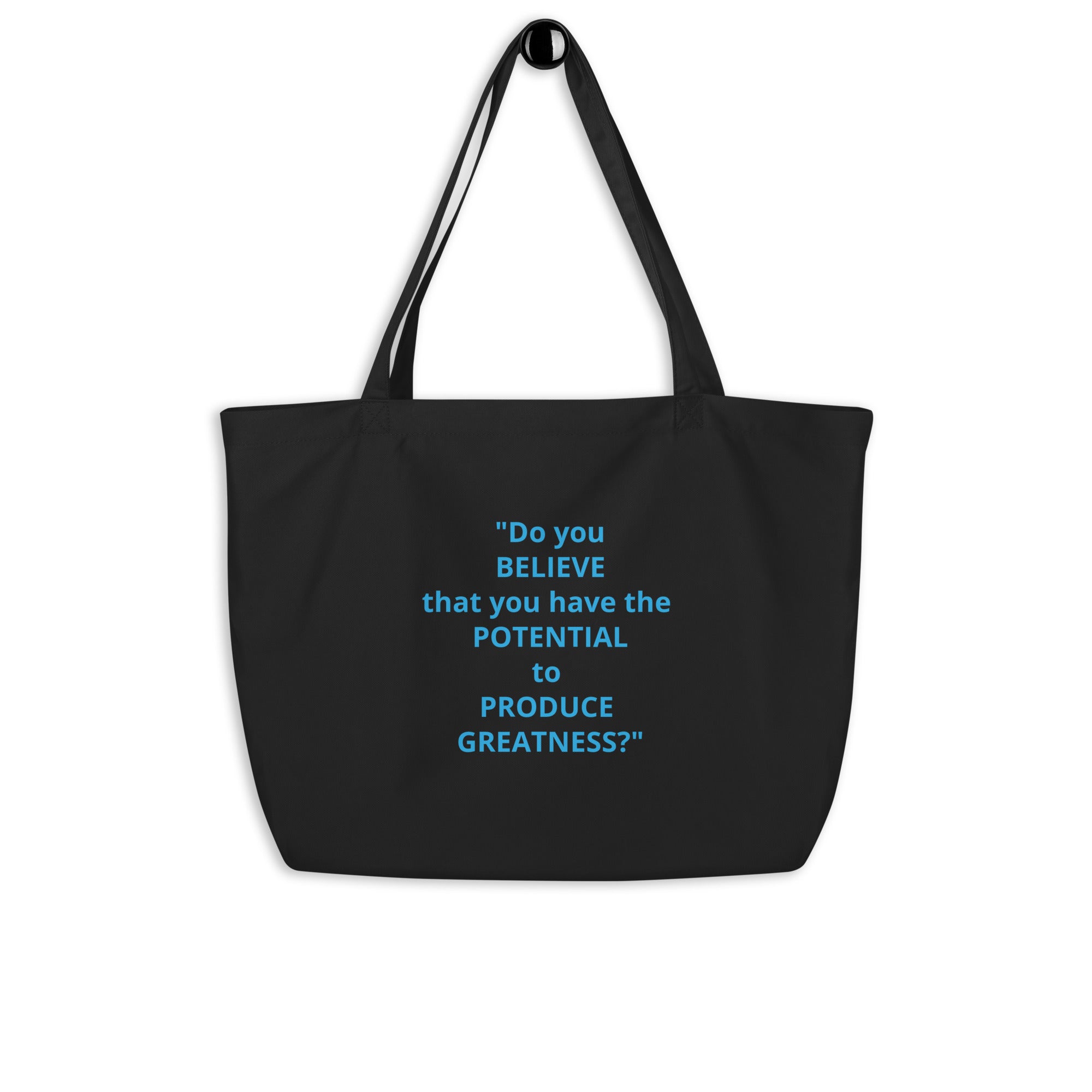 "Produce Greatness" Large Tote Bag Black/Light Blue