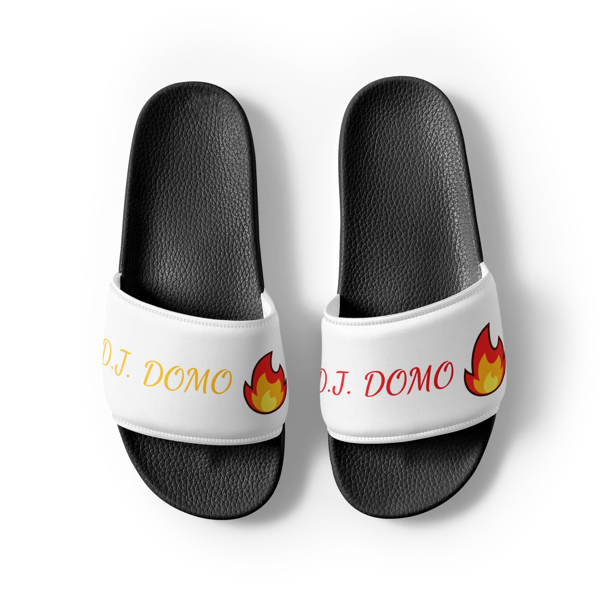 "Hot Fire" Men Slides White or Black Bottoms