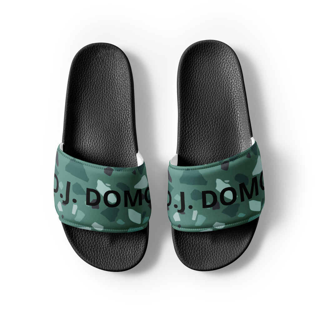 "Green Shapes" Men Slides White or Black Bottoms