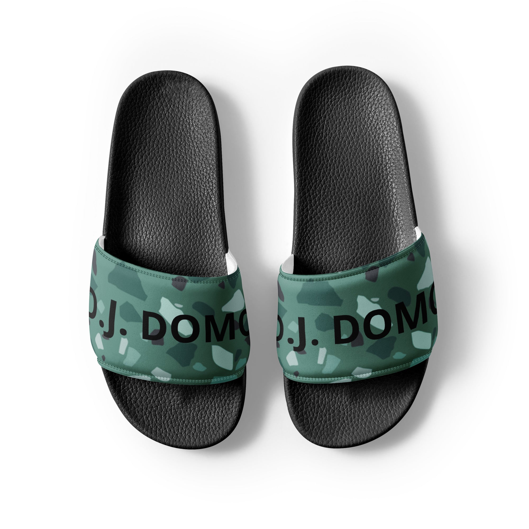 "Green Shapes" Men Slides White or Black Bottoms