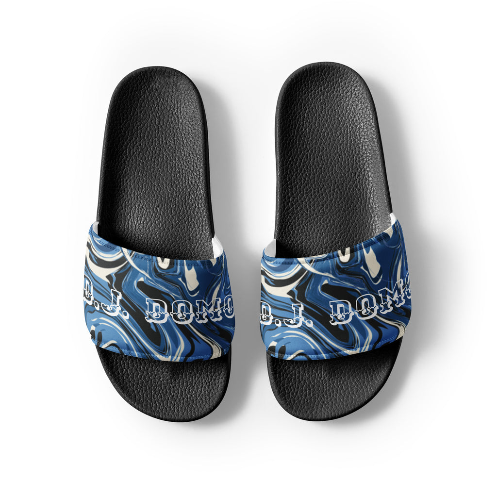 "Blue Swirlz" Men Slides White or Black Bottoms