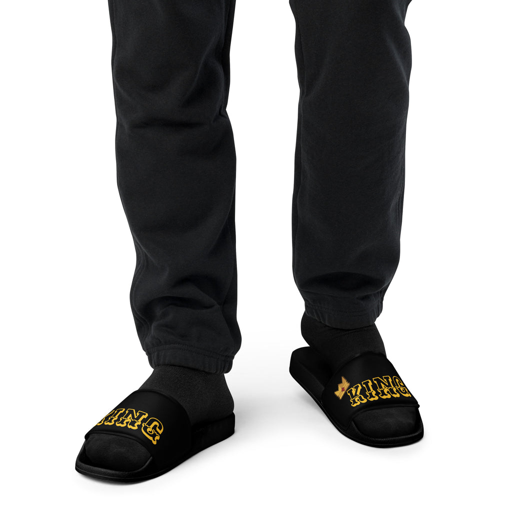 "KING" Men Slides Black or White Bottoms