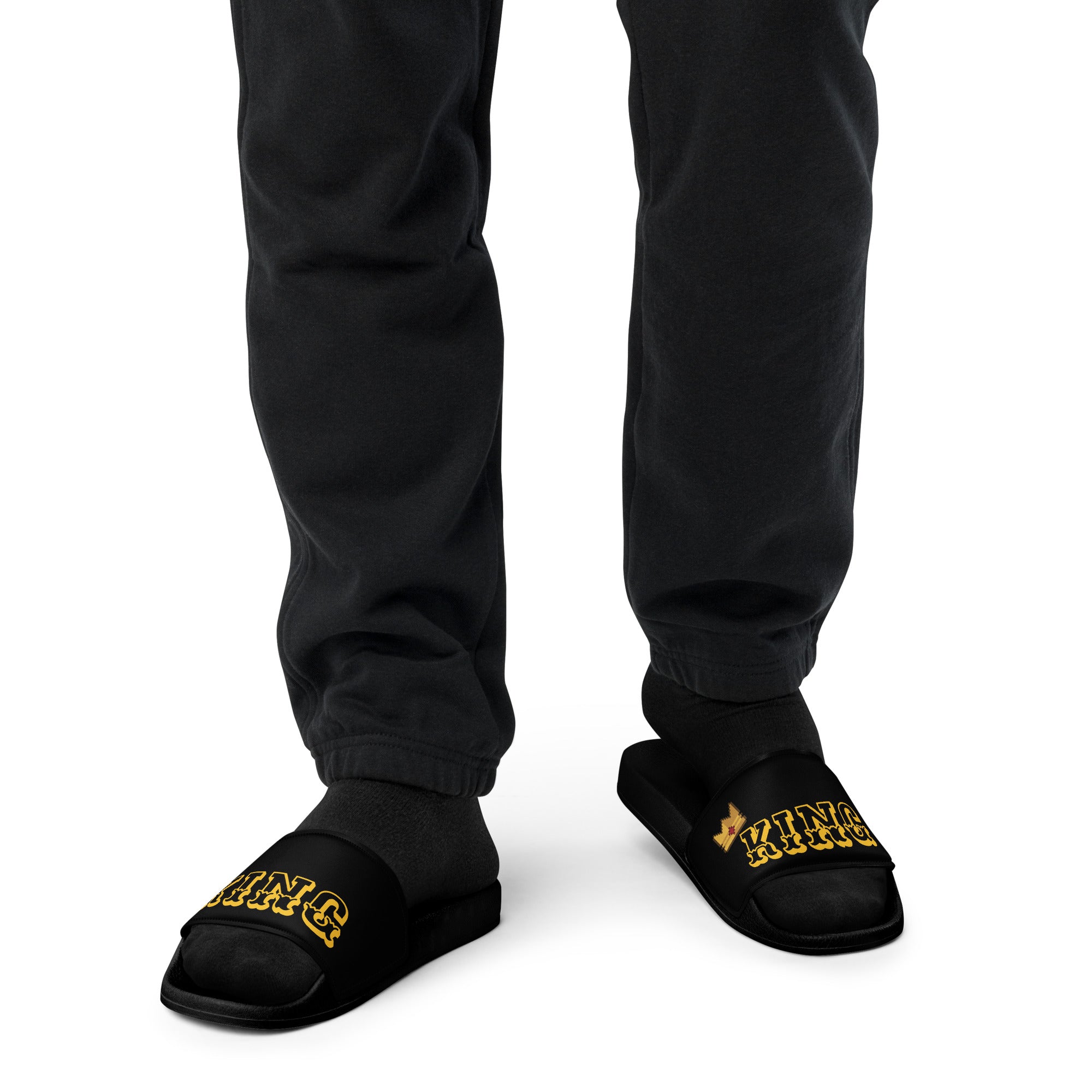"KING" Men Slides Black or White Bottoms