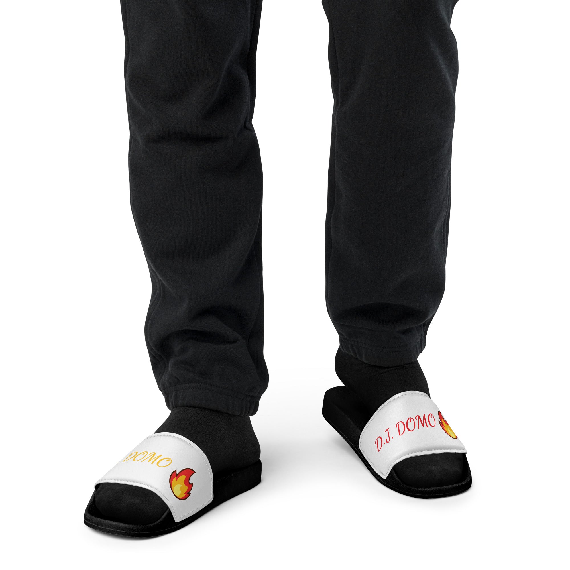 "Hot Fire" Men Slides White or Black Bottoms