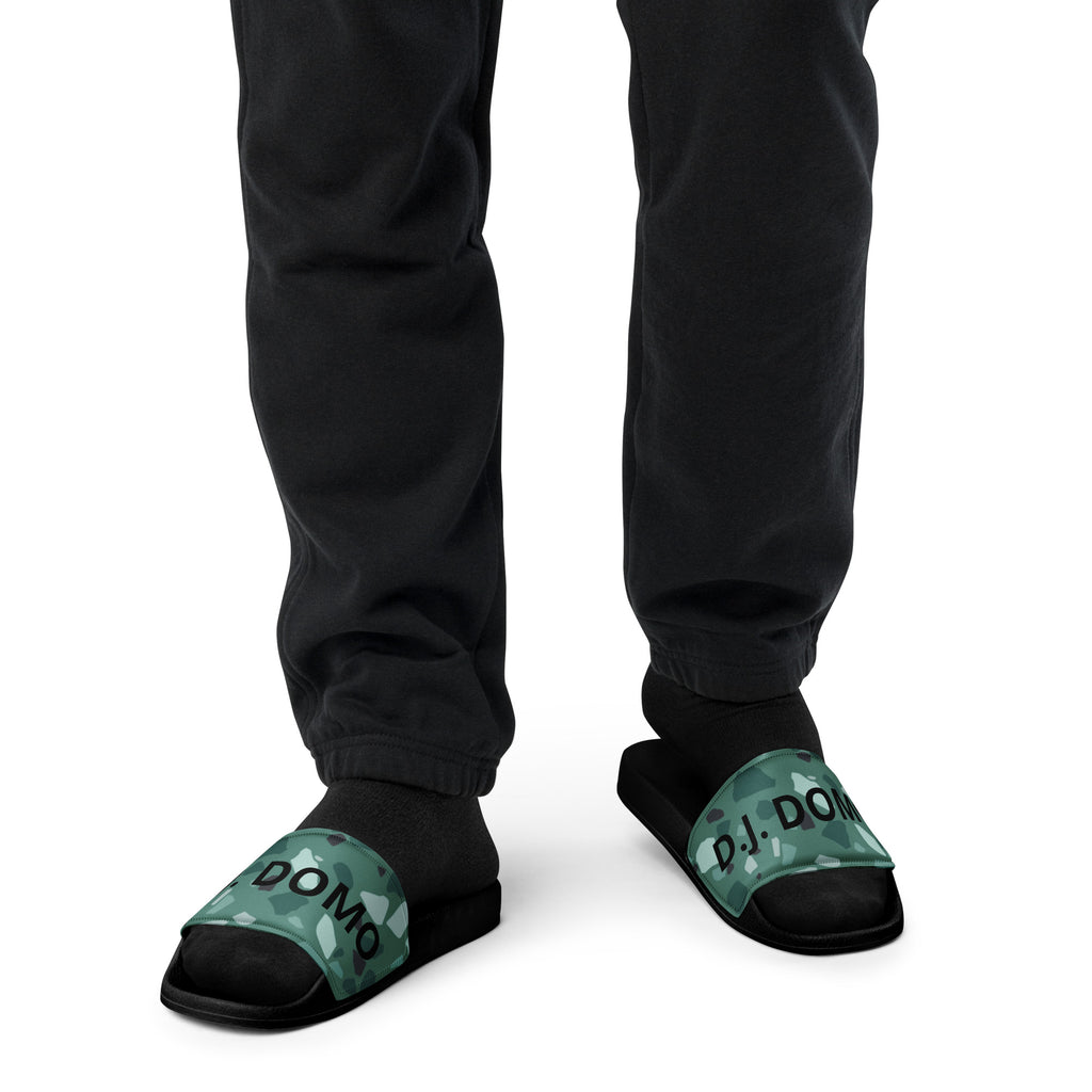 "Green Shapes" Men Slides White or Black Bottoms