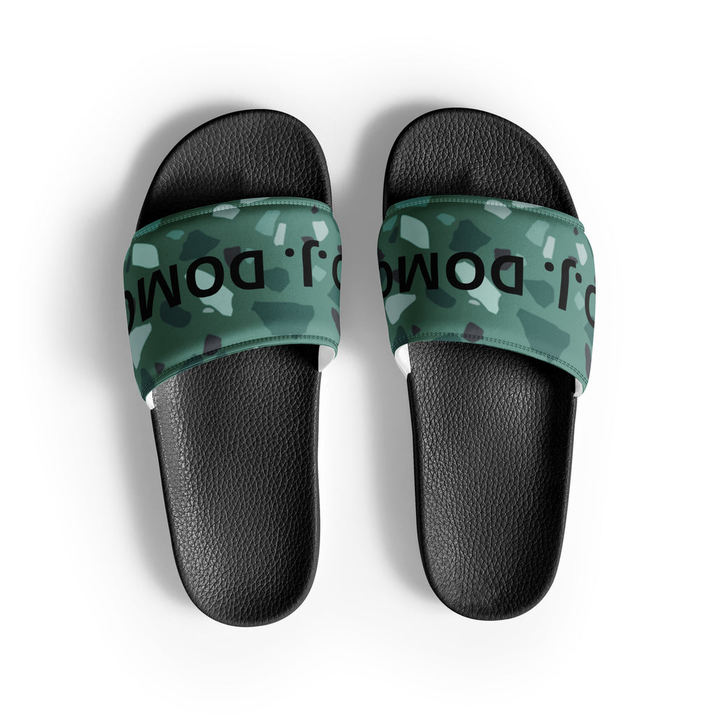 "Green Shapes" Men Slides White or Black Bottoms