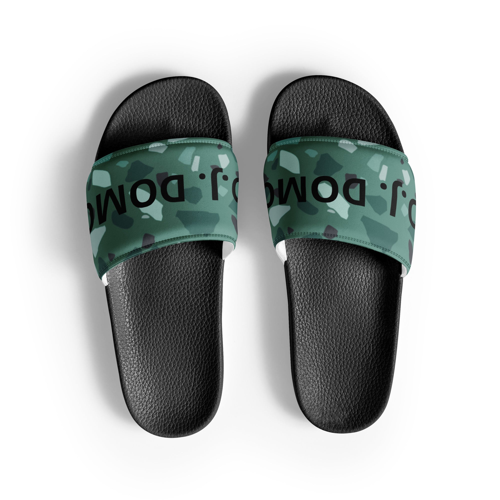 "Green Shapes" Men Slides White or Black Bottoms