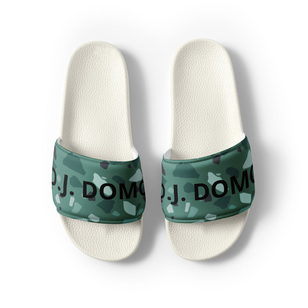 "Green Shapes" Men Slides White or Black Bottoms