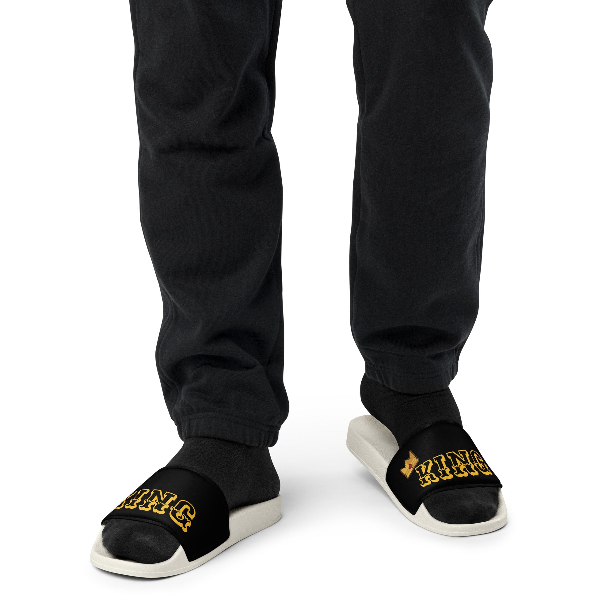 "KING" Men Slides Black or White Bottoms