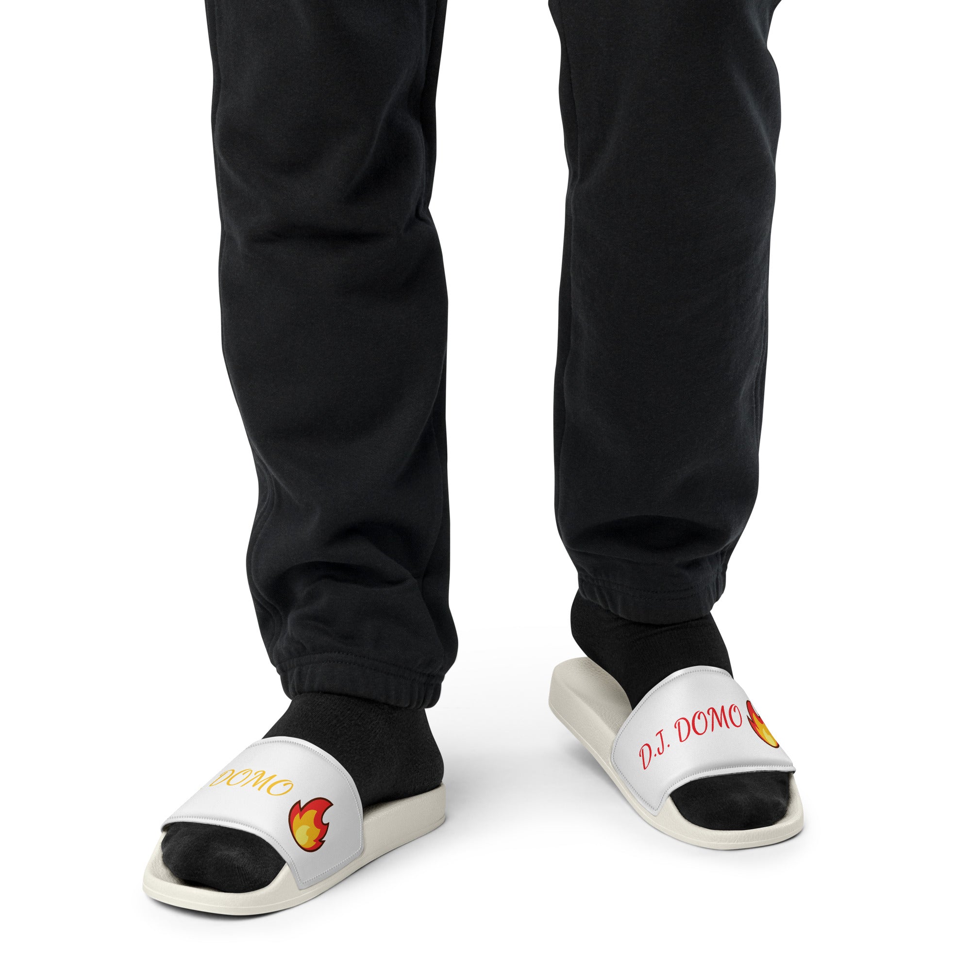 "Hot Fire" Men Slides White or Black Bottoms