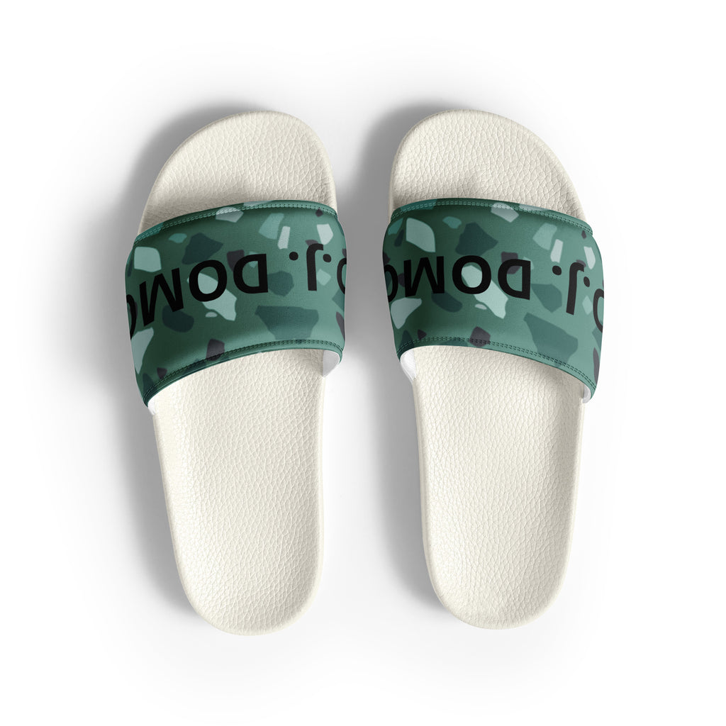 "Green Shapes" Men Slides White or Black Bottoms