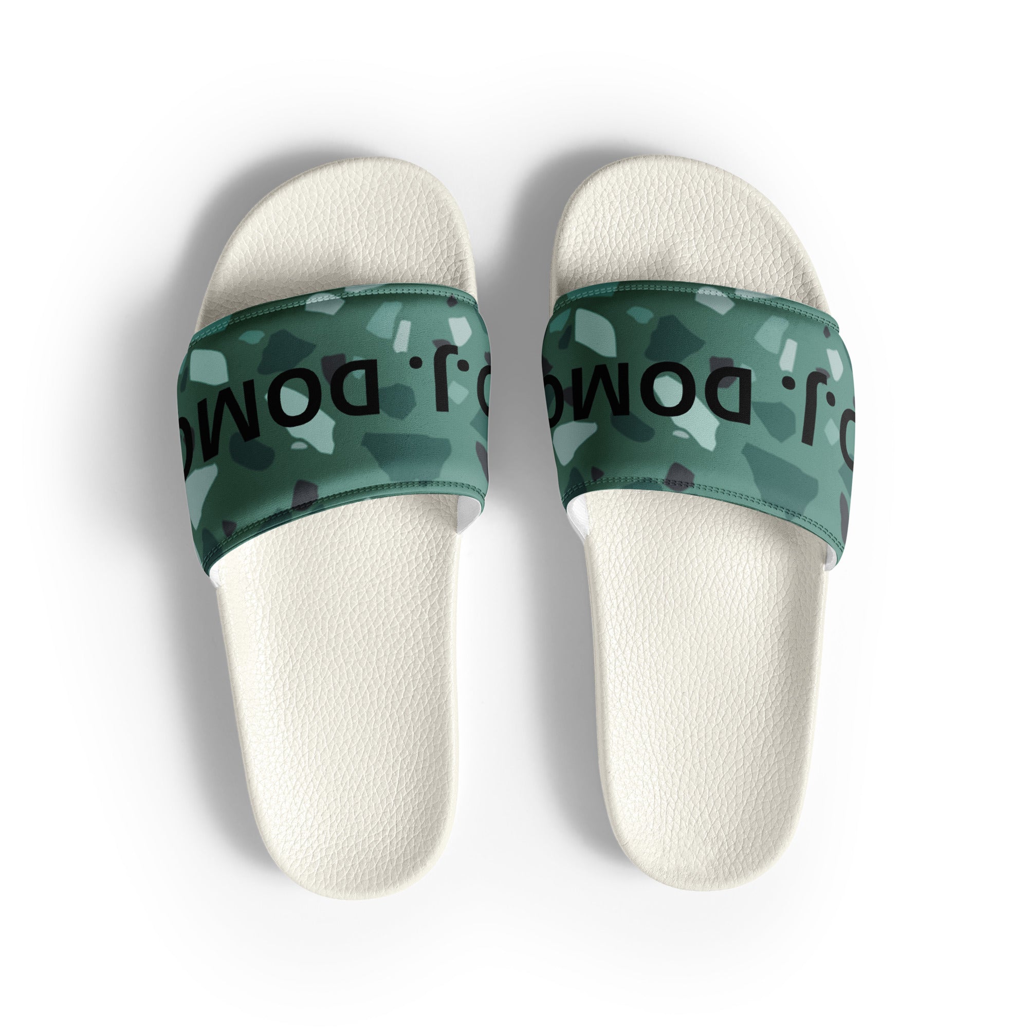 "Green Shapes" Men Slides White or Black Bottoms
