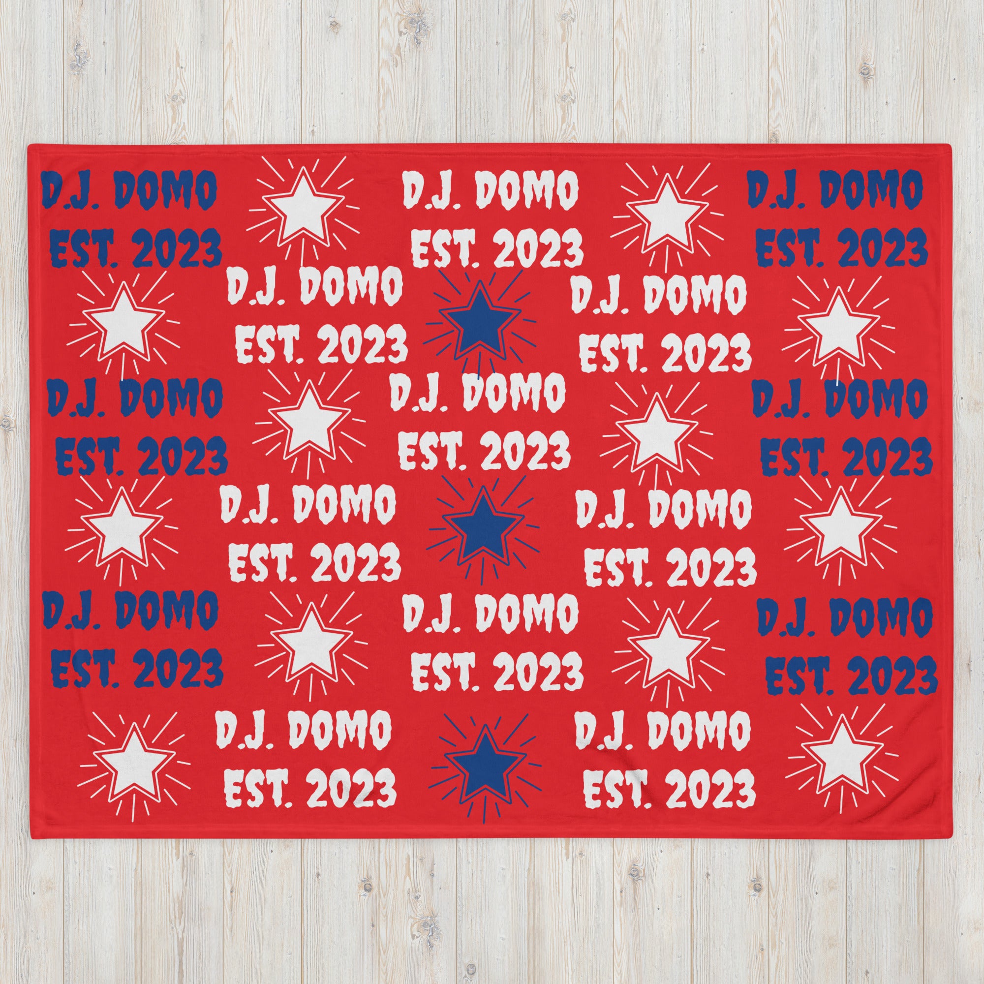 Throw Blanket Red/Dark Blue/White
