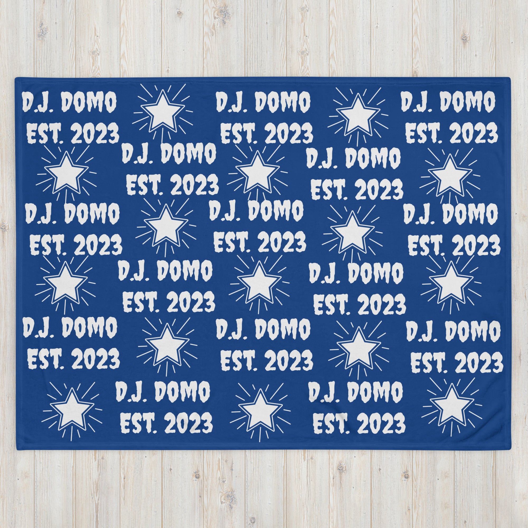 Throw Blanket Dark Blue/White
