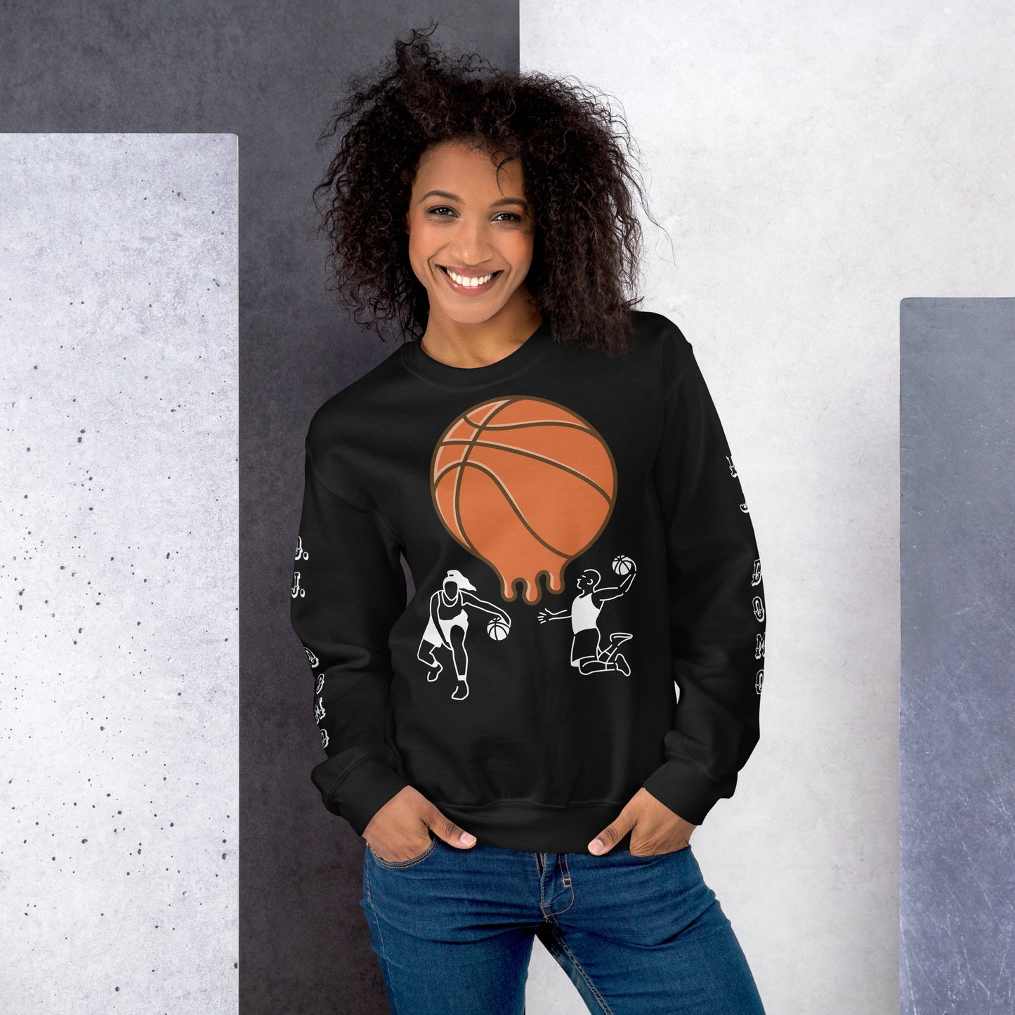 D.J. Domo "Melting Basketball" Unisex Sweatshirts White