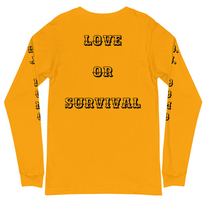 D.J. Domo "Love or Survival" Unisex Long Sleeve Tee Multi Color/Black
