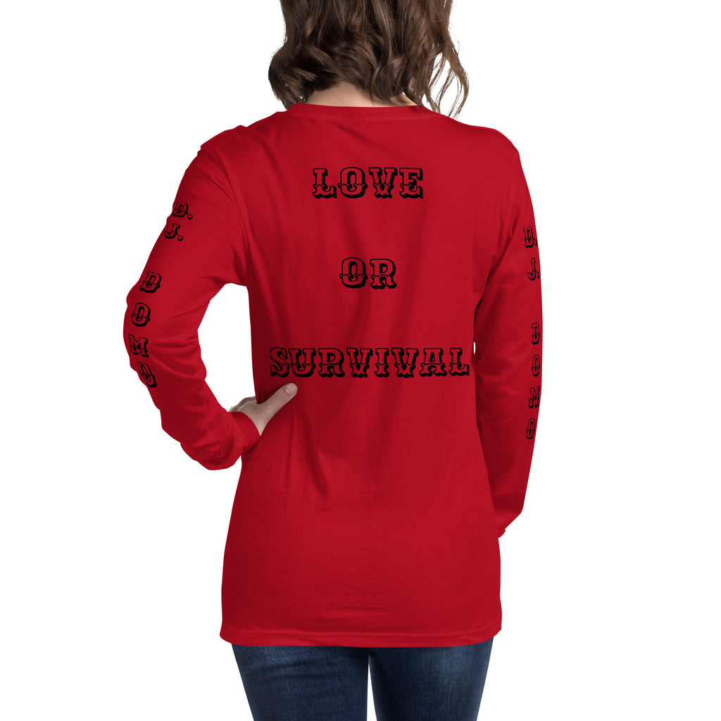 D.J. Domo "Love or Survival" Unisex Long Sleeve Tee Multi Color/Black