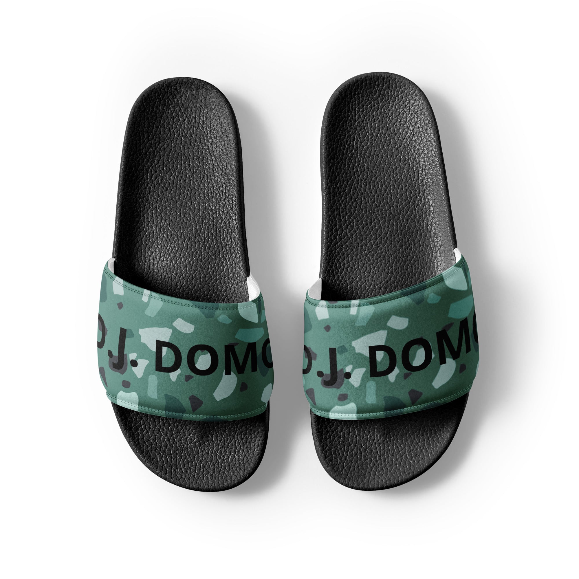 "Green Shapes" Women Slides White or Black Bottoms