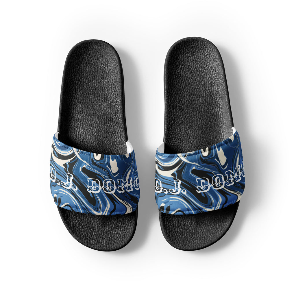 "Blue Swirlz" Women Slides Black or White Bottoms