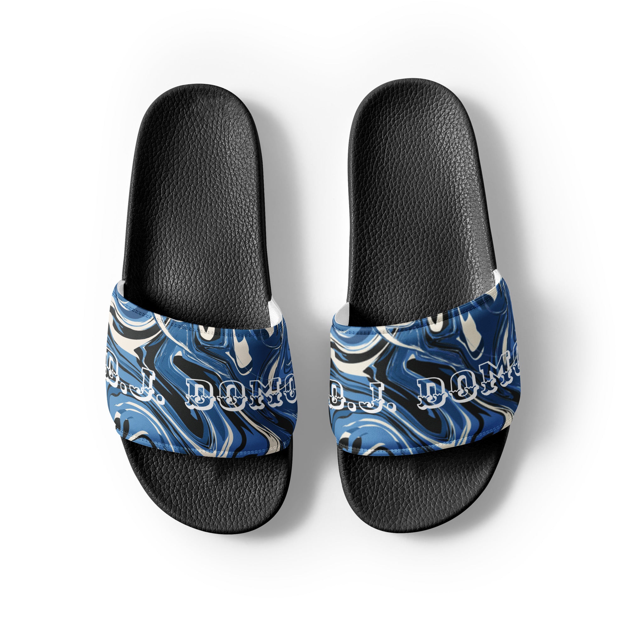 "Blue Swirlz" Women Slides Black or White Bottoms