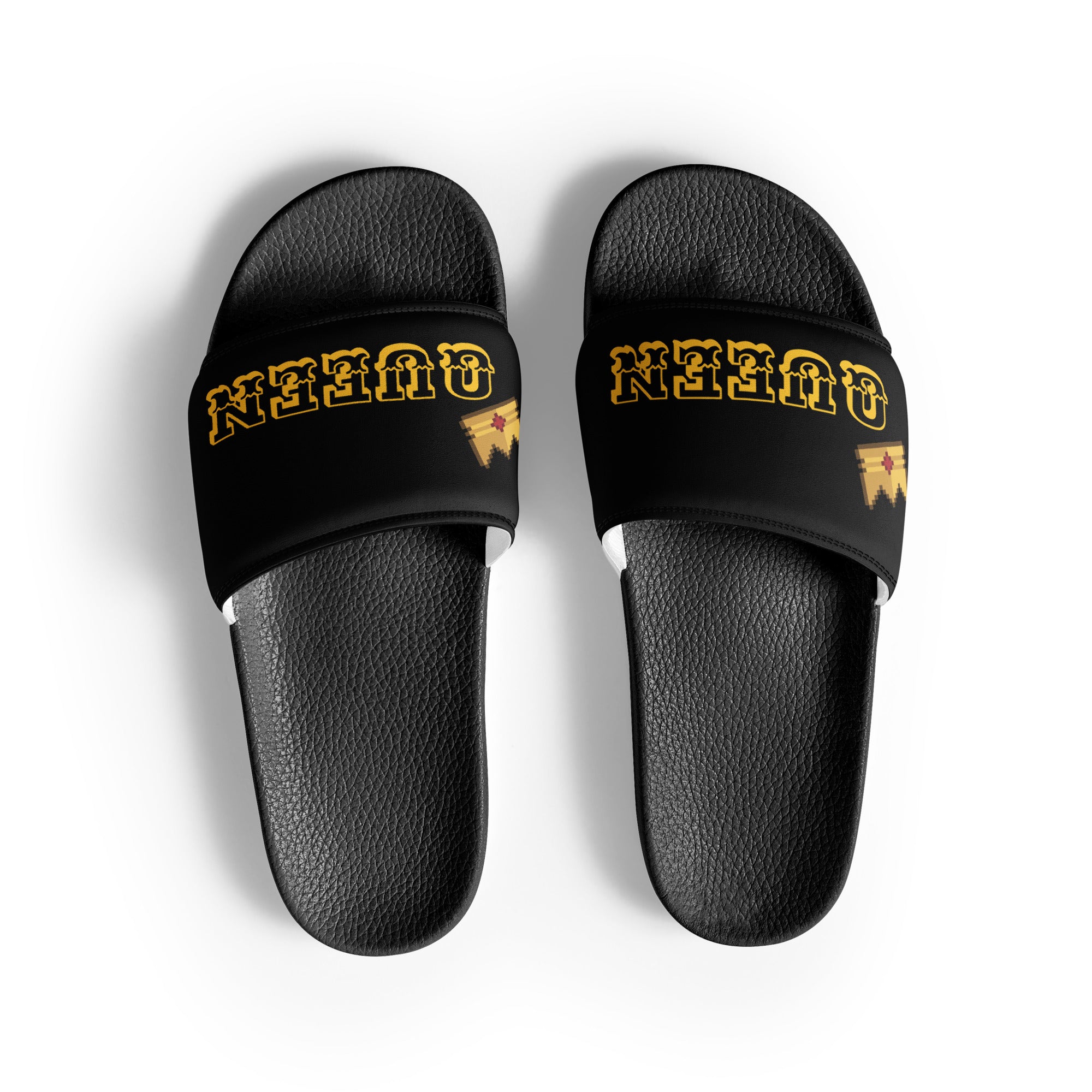 "QUEEN" Women Slides Black or White Bottoms