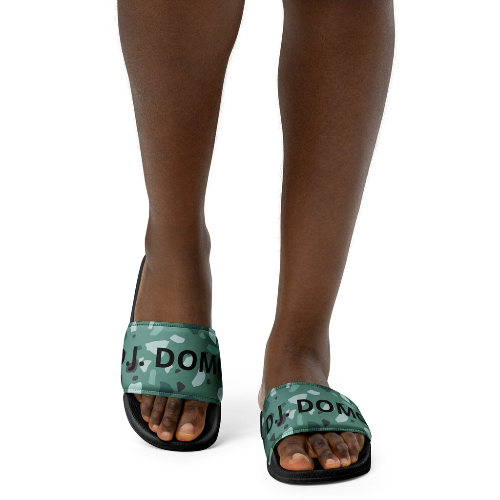 "Green Shapes" Women Slides White or Black Bottoms