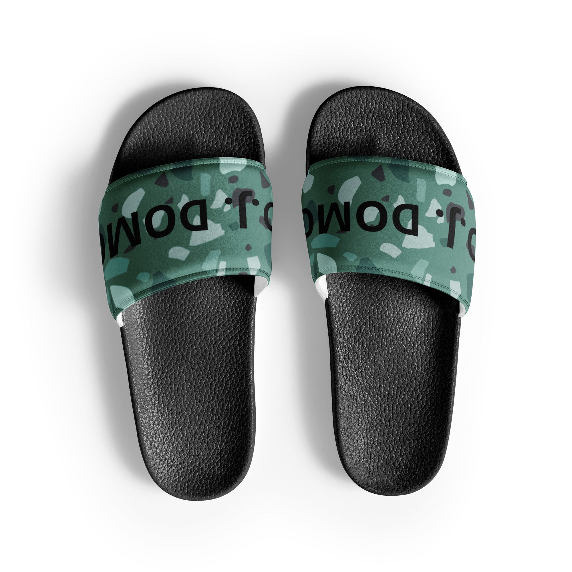 "Green Shapes" Women Slides White or Black Bottoms