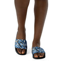 "Blue Swirlz" Women Slides Black or White Bottoms