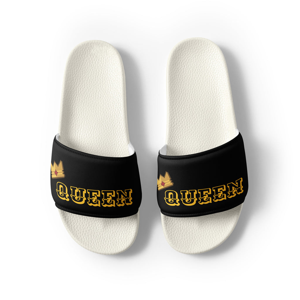 "QUEEN" Women Slides Black or White Bottoms