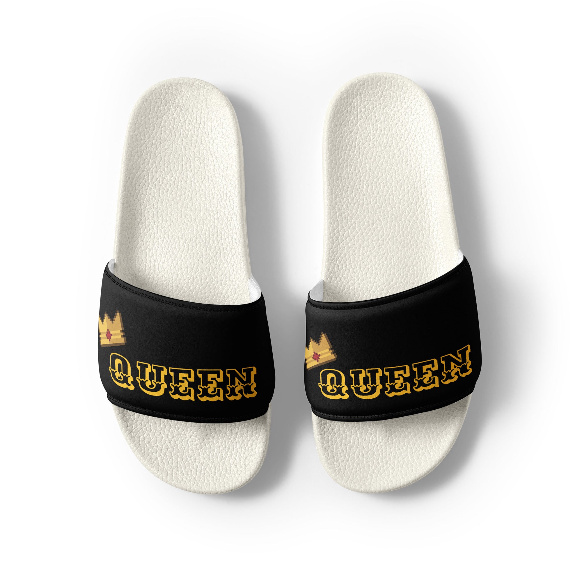 "QUEEN" Women Slides Black or White Bottoms