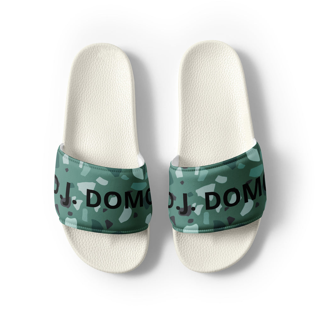 "Green Shapes" Women Slides White or Black Bottoms