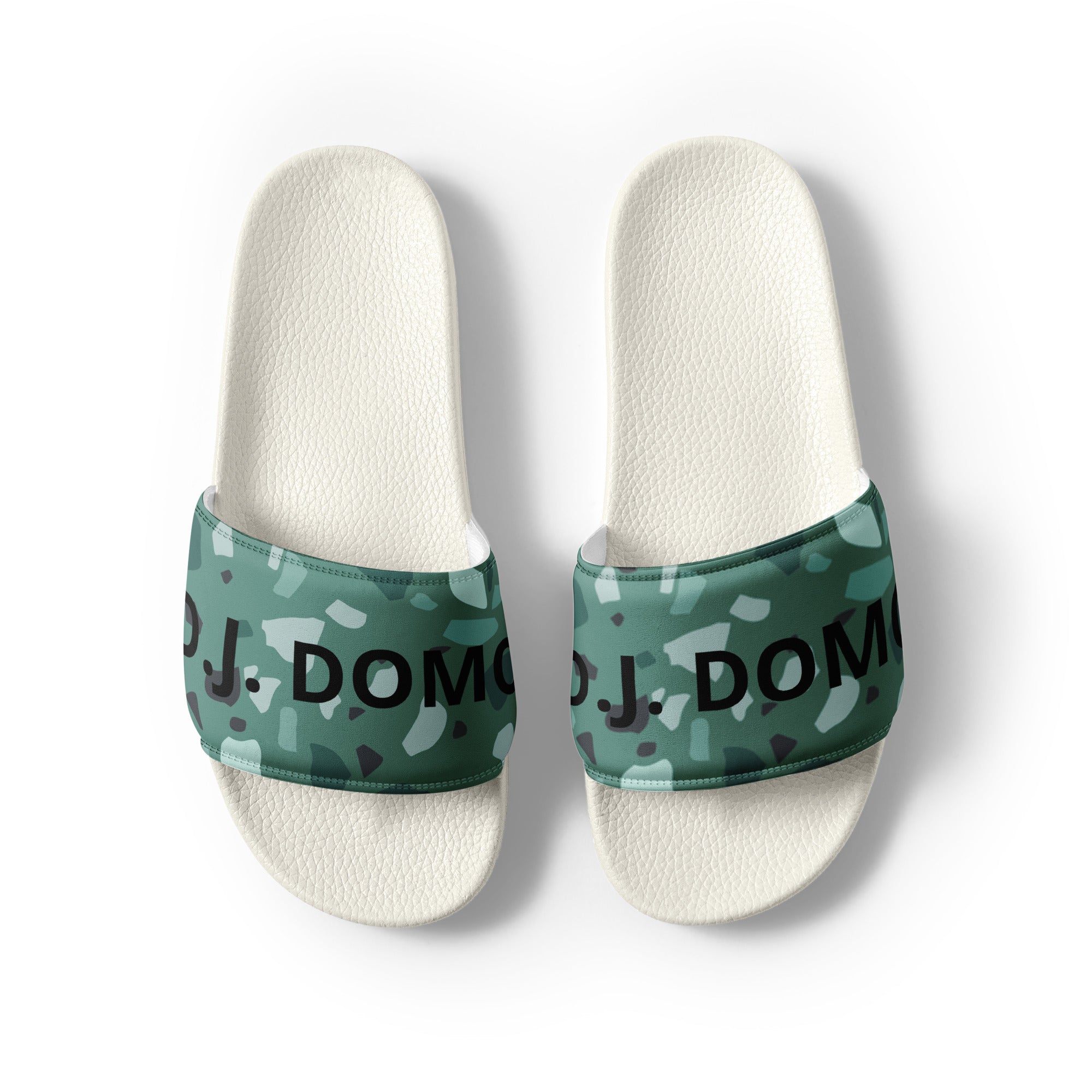 "Green Shapes" Women Slides White or Black Bottoms