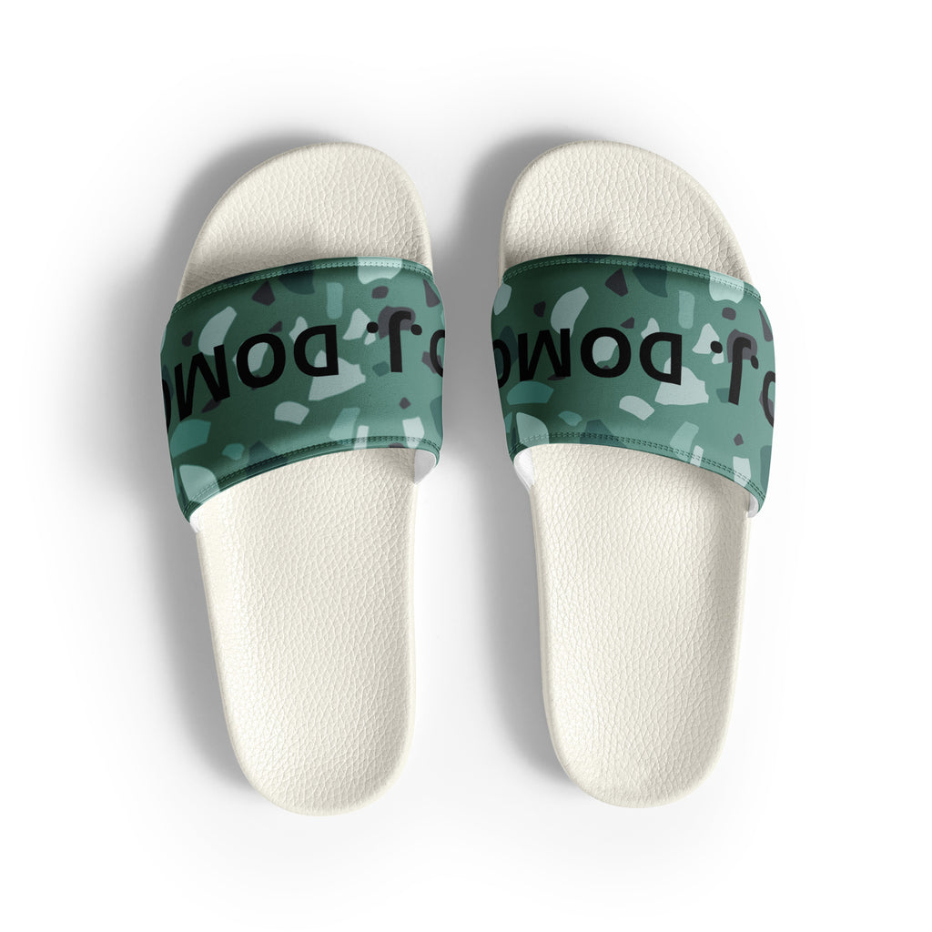 "Green Shapes" Women Slides White or Black Bottoms