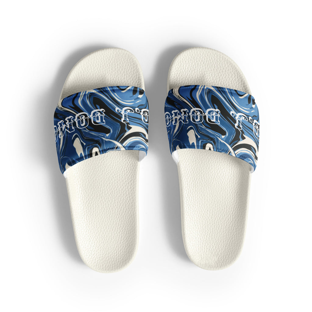 "Blue Swirlz" Women Slides Black or White Bottoms