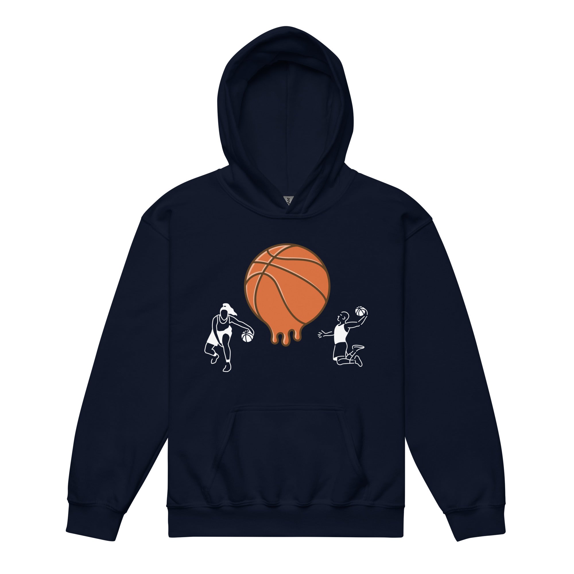D.J. Domo Youth "Melting Basketball" Unisex Heavy Blend Hoodie Multi Color/White