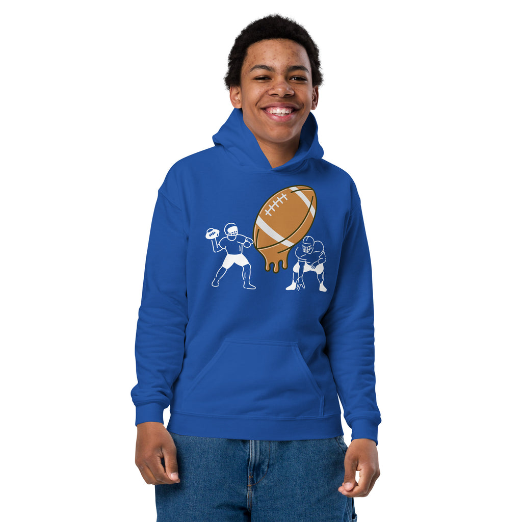 D.J. Domo Youth "Melting Football" Unisex Heavy Blend Hoodie Multi Colors/White