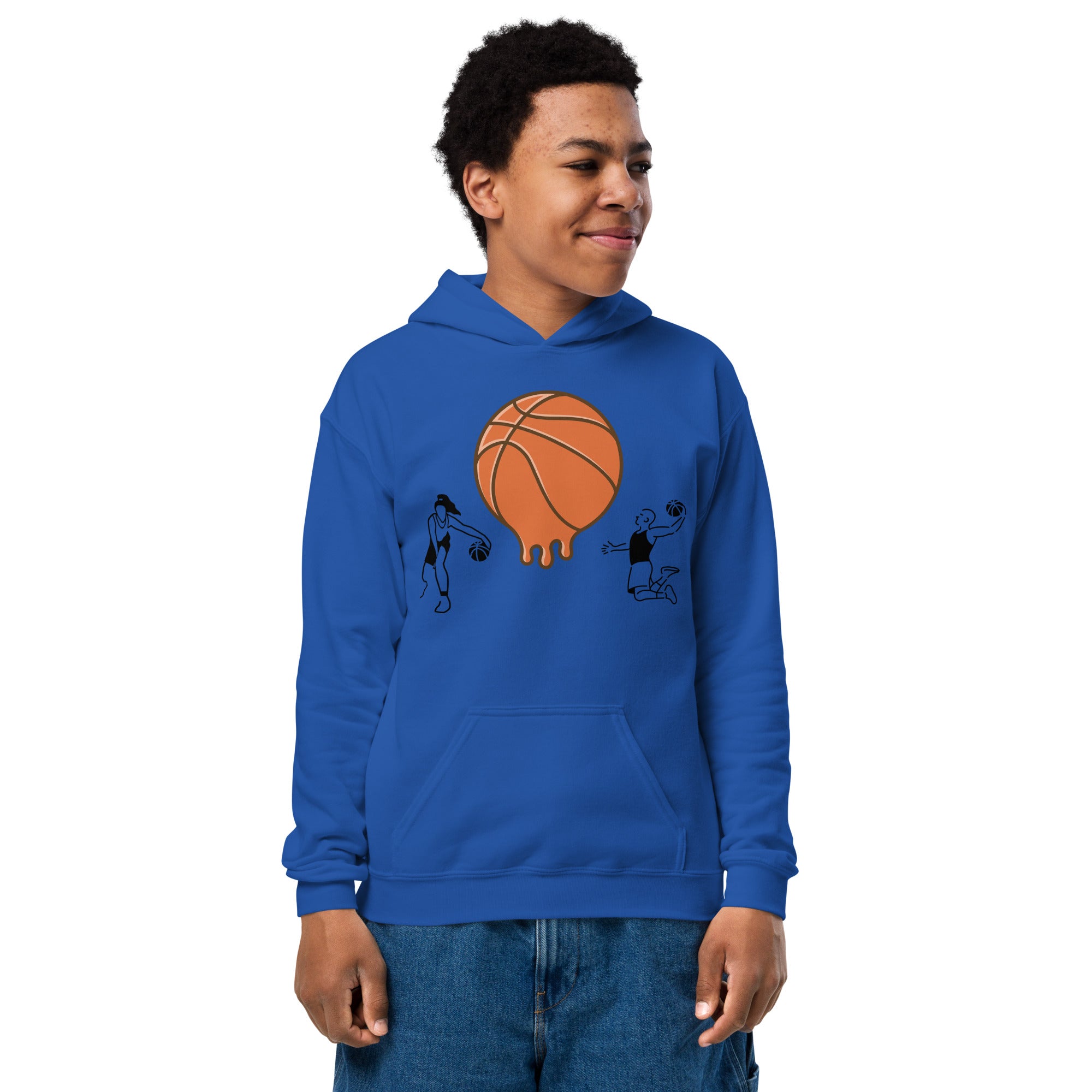 D.J. Domo Youth "Melting Basketball" Unisex Heavy Blend Hoodie Multi Color/Black